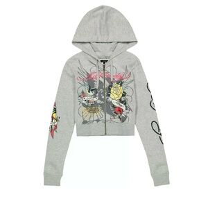 Ed Hardy Gray Graphic Hoodie